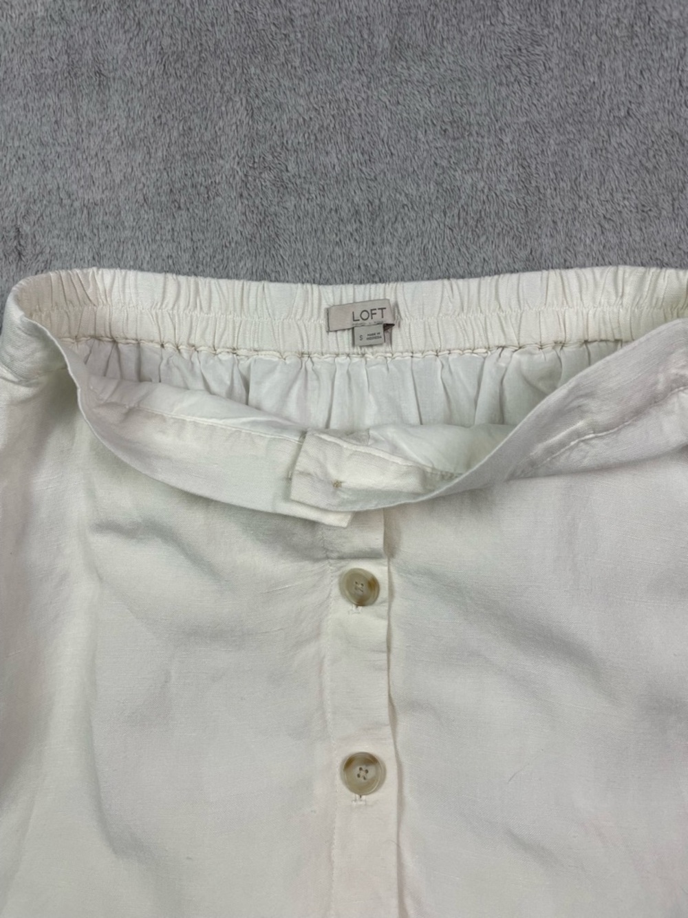 LOFT White Linen Blend Button-Front Tiered Midi Skirt - Size Small - Picture 6 of 9